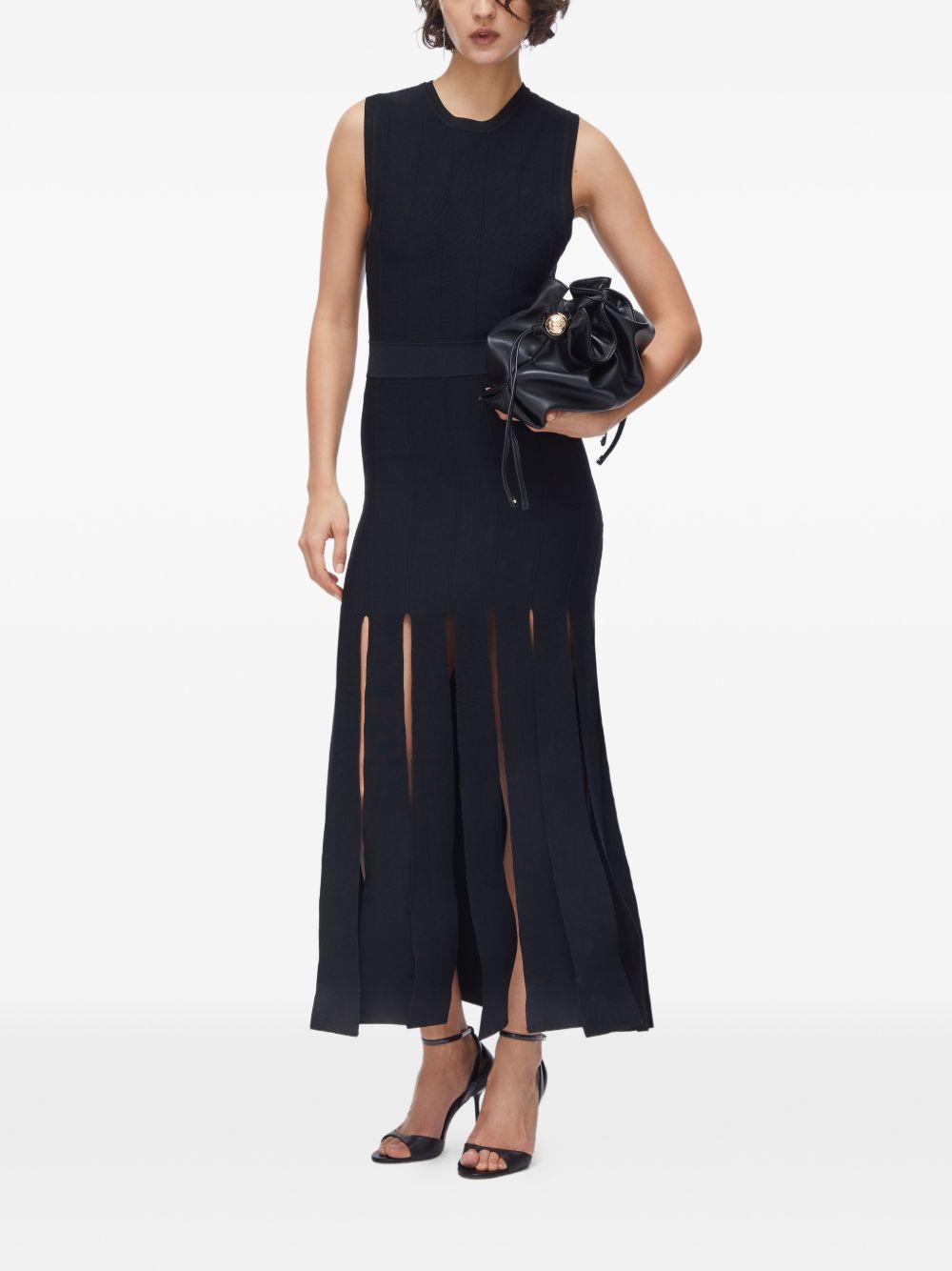 LIUJO Abito nero con gonna a frange larghe