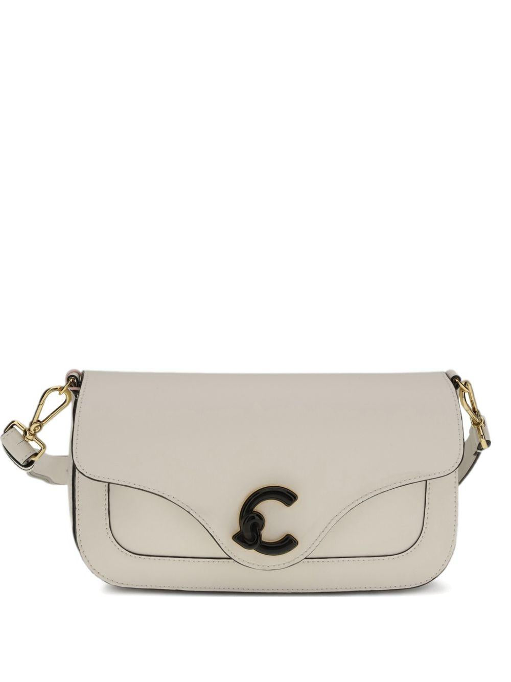 COCCINELLE Borsa a tracolla bianca con logo