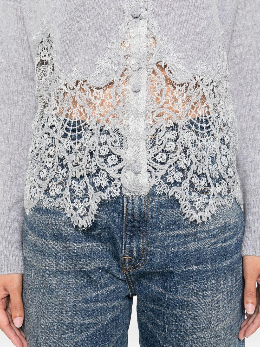 ERMANNO SCERVINO Cardigan grigio con orlo in pizzo