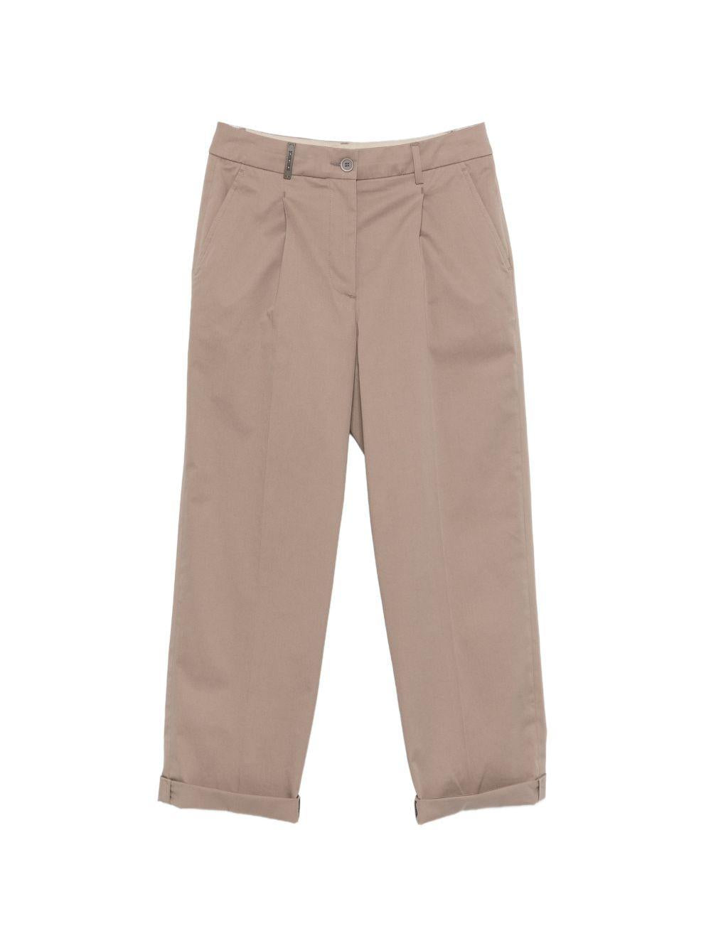 PESERICO Pantaloni beige con pinces e risvolti