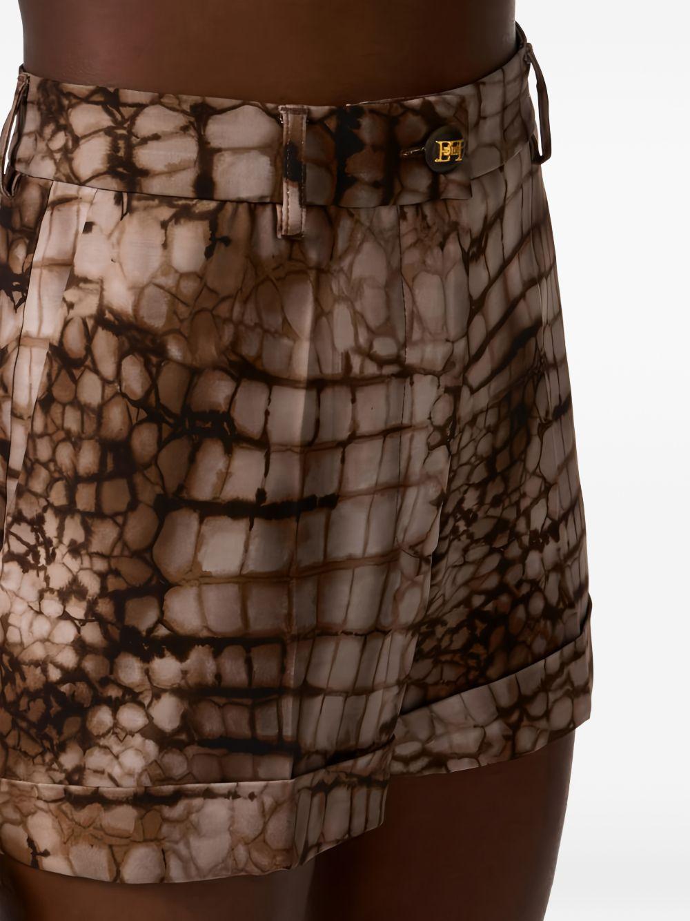 ELISABETTA FRANCHI Shorts marroni con stampa animalier
