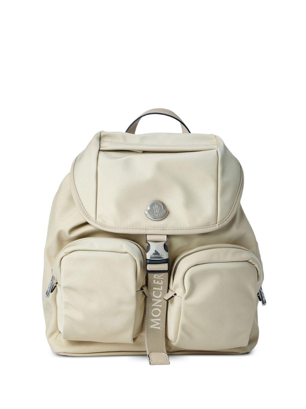 MONCLER Zainetto con tasche beige e logo