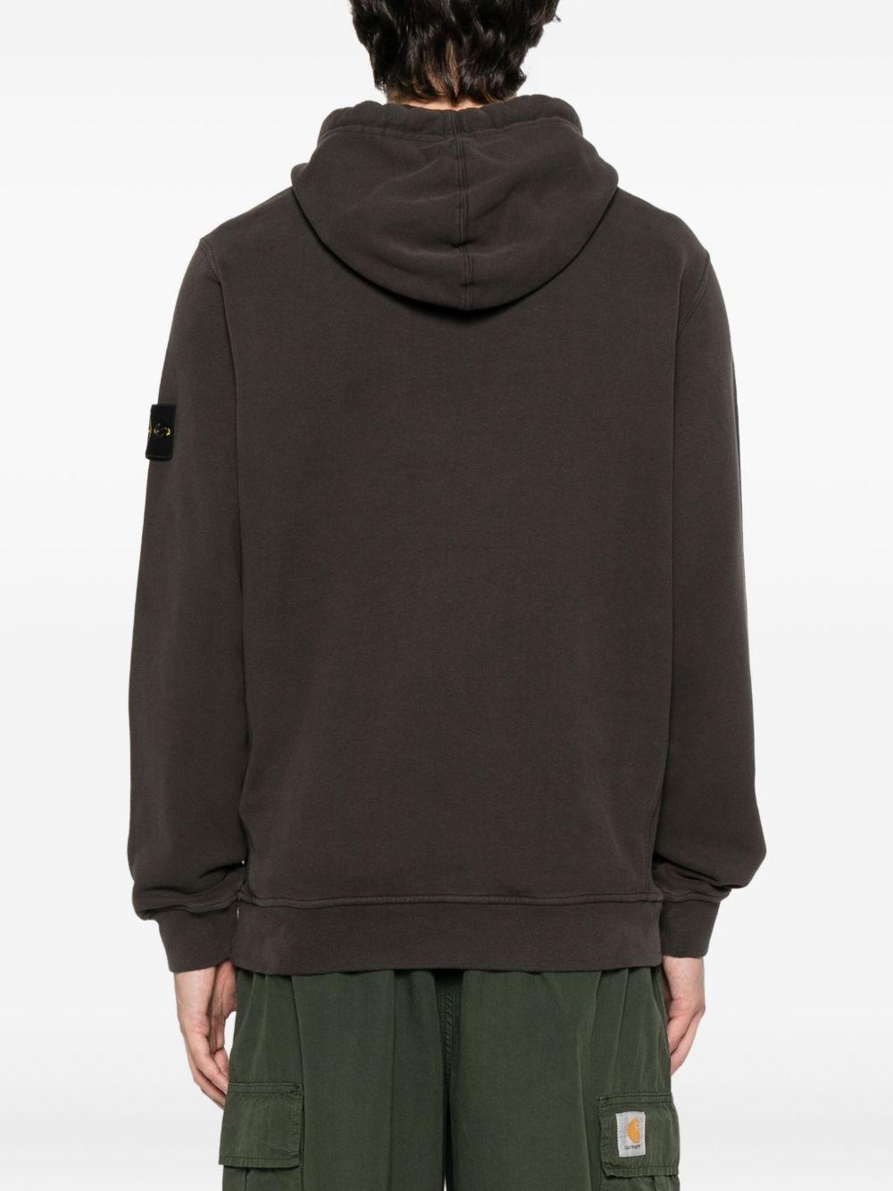 STONE ISLAND Felpa con cappuccio in cotone marrone