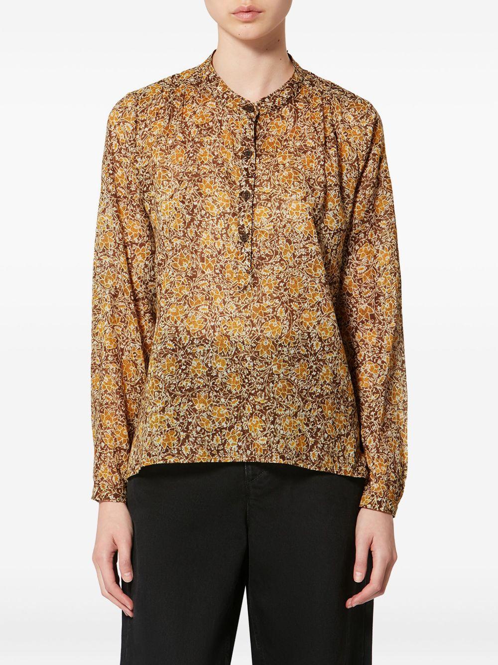 MARANT ETOILE Camicia verde in cotone con stampa floreale