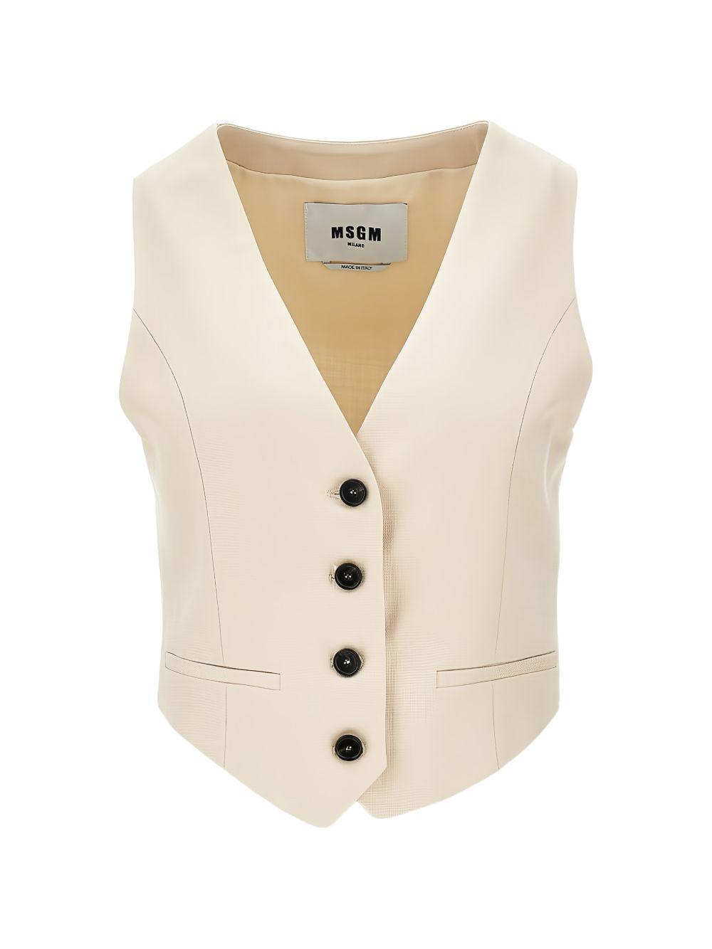 MSGM Gilet con scollo a V beige