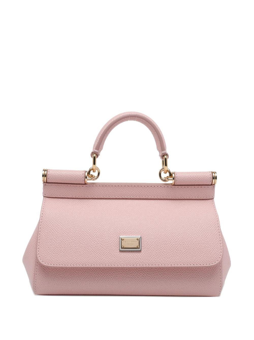 DOLCE e GABBANA Borsa a mano piccola Sicily rosa in pelle
