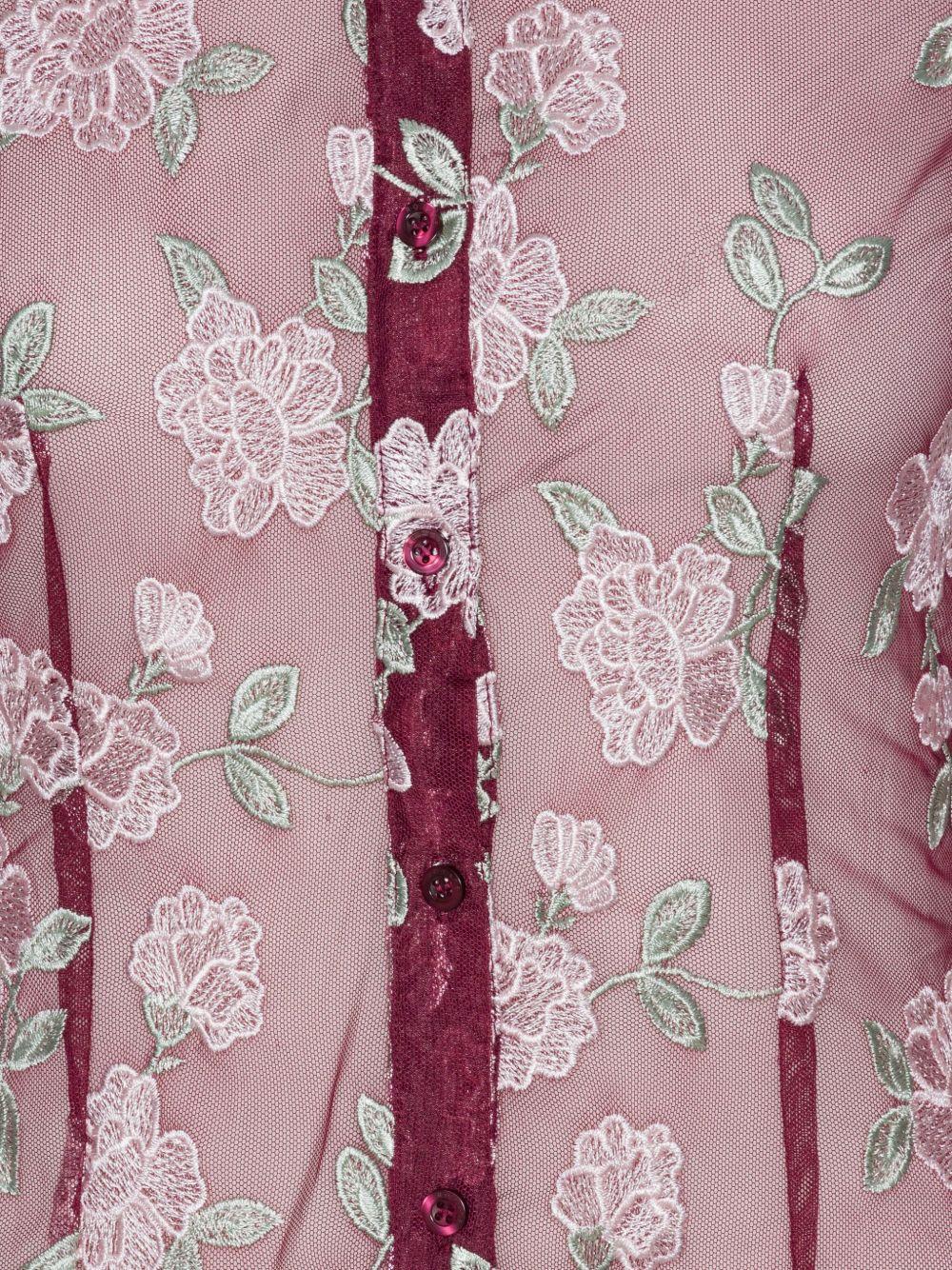 ROTATE Camicia semitrasparente borgogna con ricami