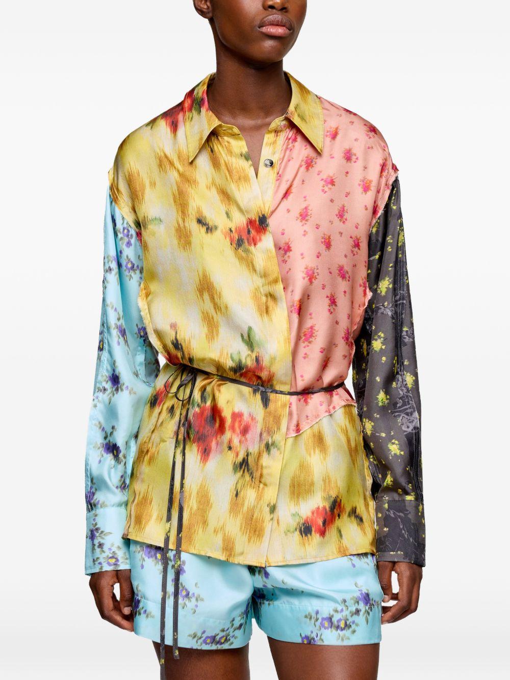 GANNI Camicia in seta multicolore con fantasia