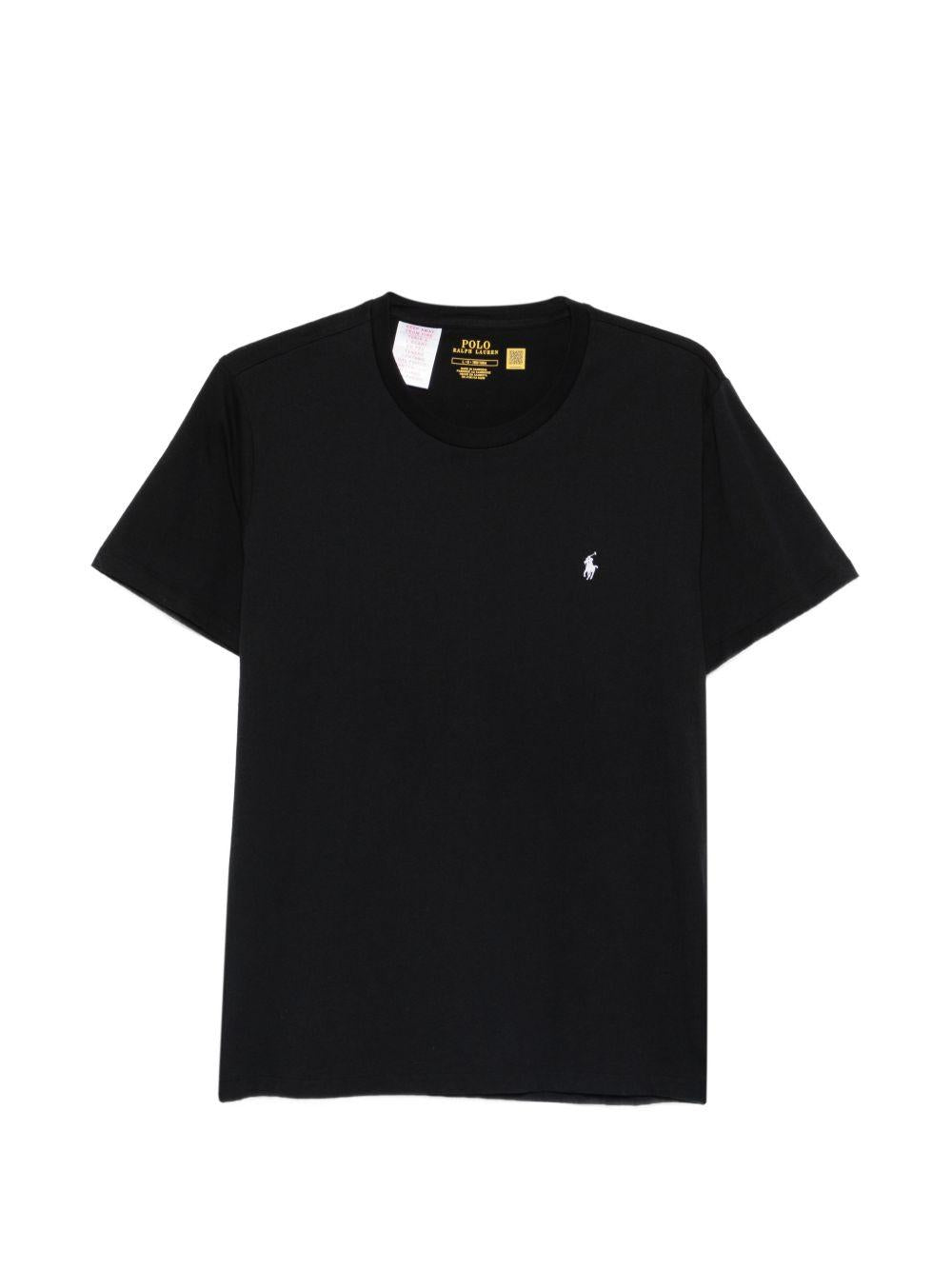 POLO RALPH LAUREN T-shirt nera girocollo con logo ricamato