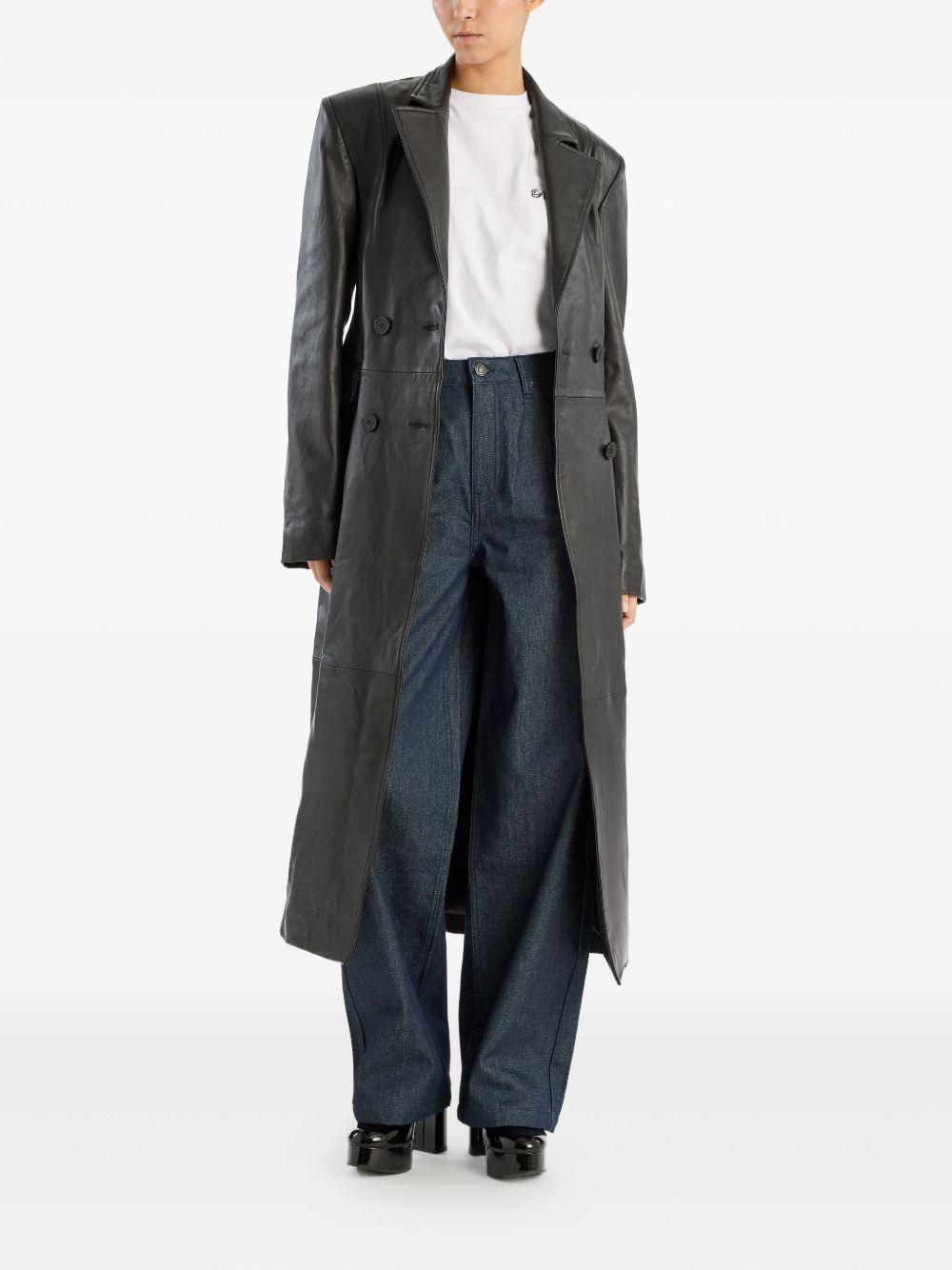 ROTATE Trench in pelle di agnello nera