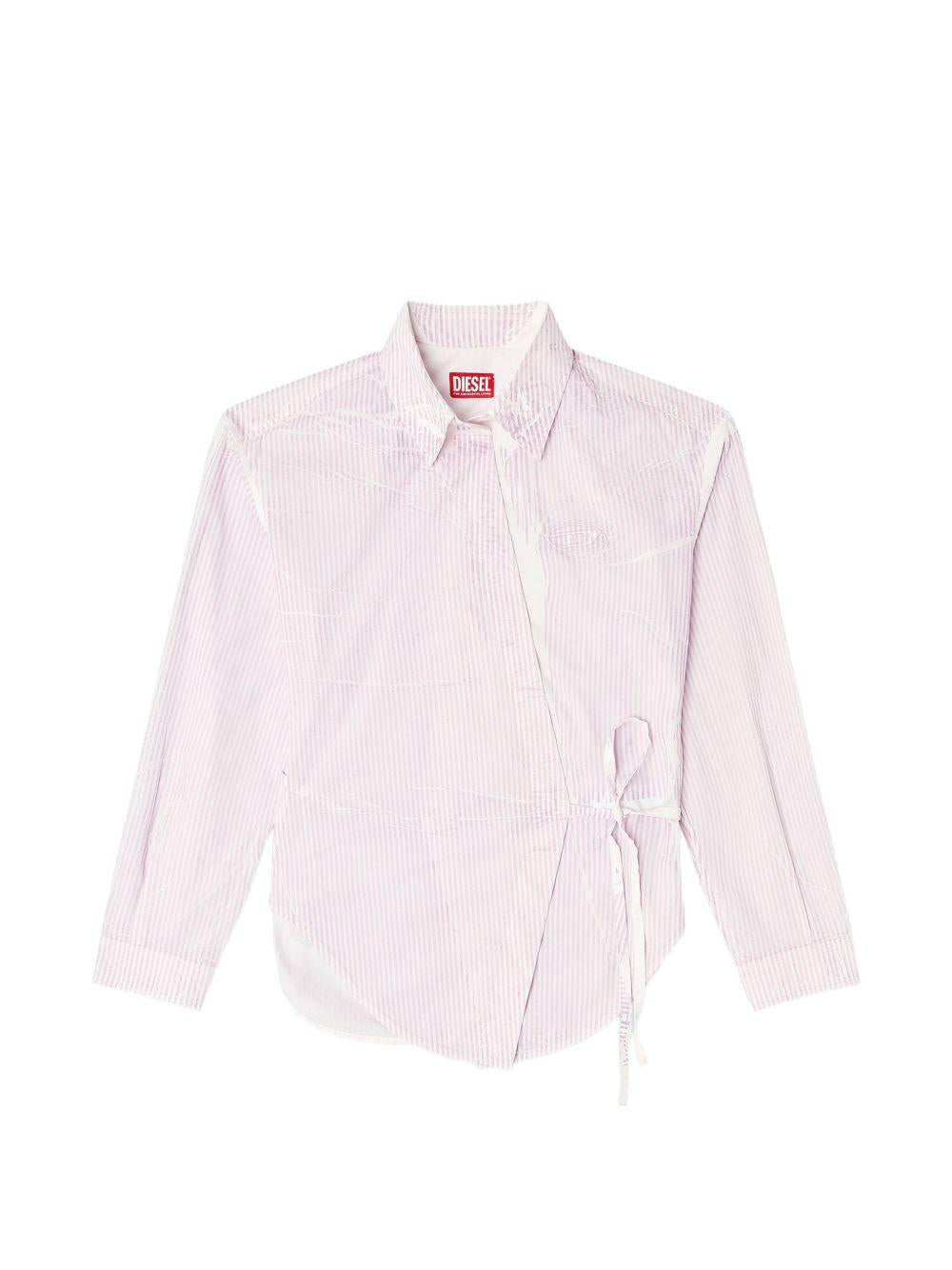 DIESEL Camicia a righe in cotone con chiusura simmetrica