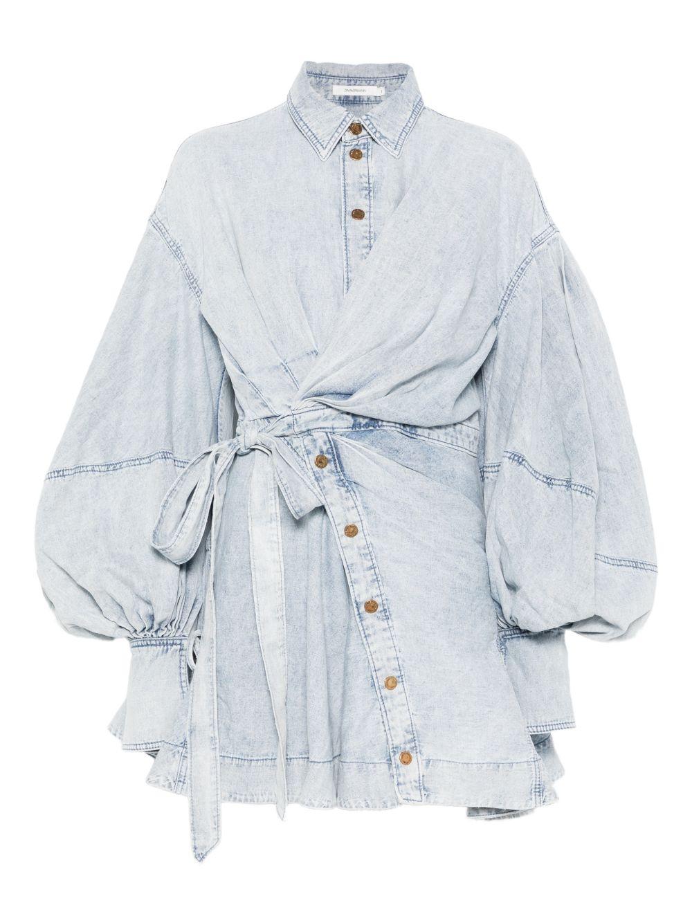 ZIMMERMANN Abito corto in cotone azzurro