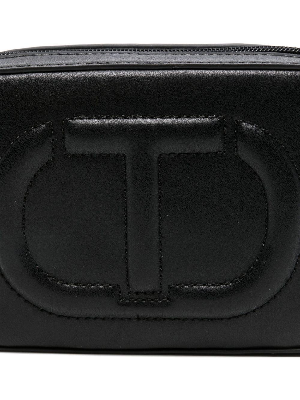 TWINSET Borsa a tracolla nera con logo goffrato