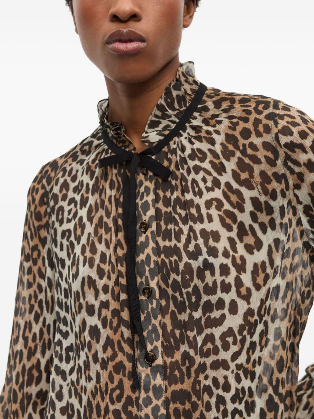 GANNI Blusa con stampa leopardata