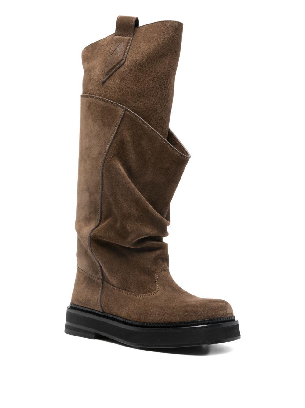THE ATTICO Stivali alti Robin in camoscio marrone