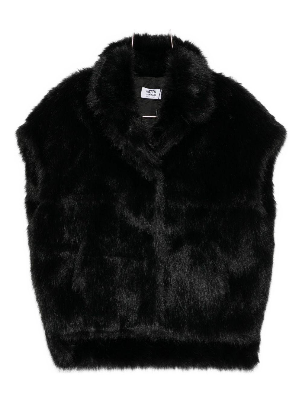 BETTA CORRADI Gilet in ecopelliccia nera