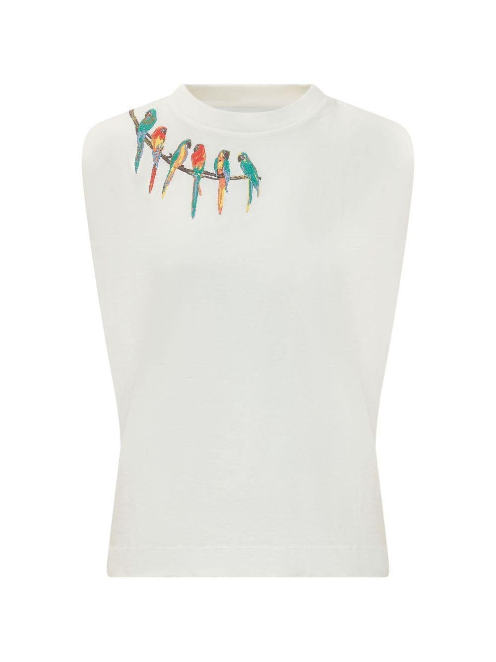 FARM RIO Top bianco con grafica pappagalli