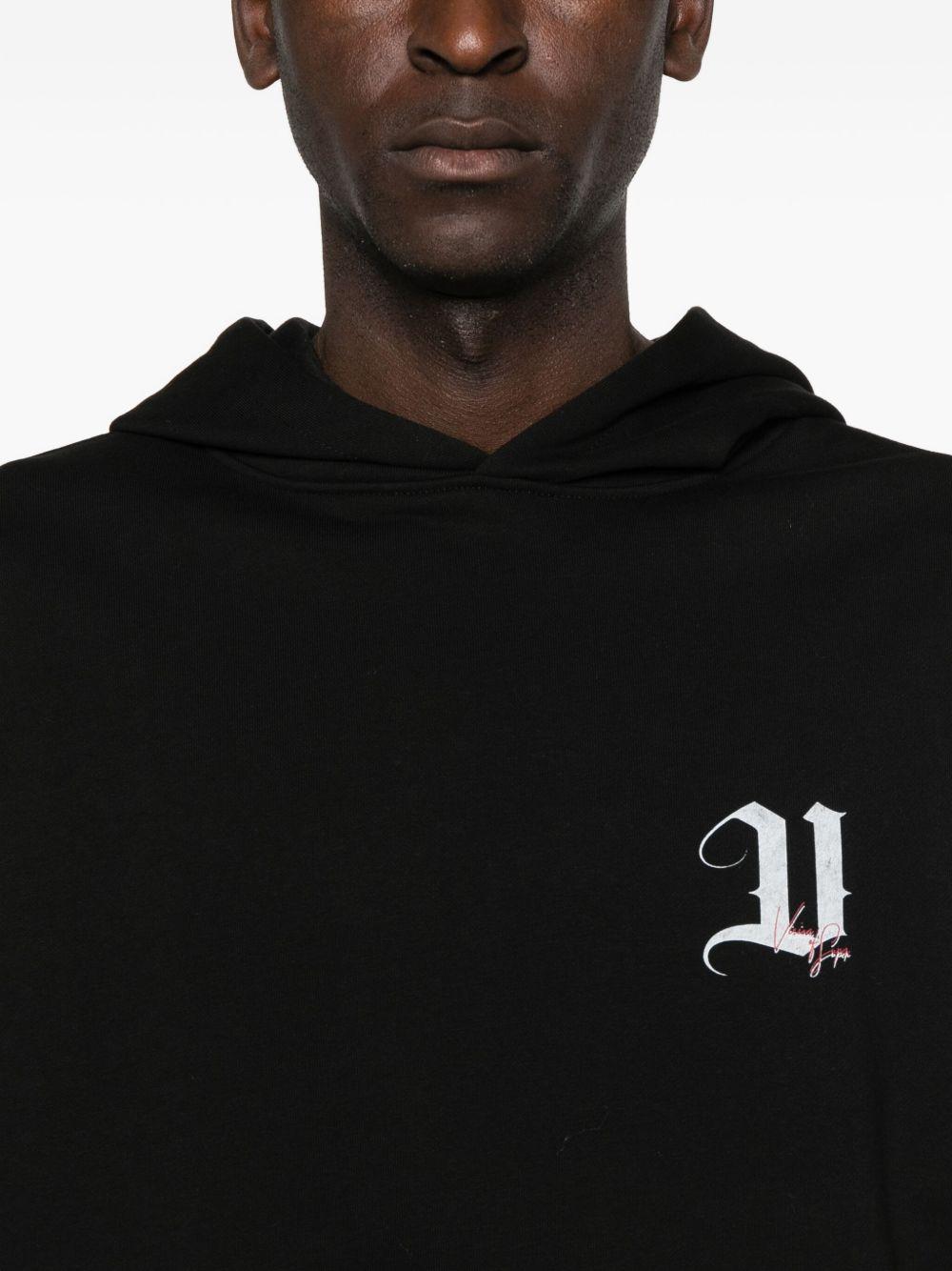 VISION OF SUPER Felpa nera con stampa del logo