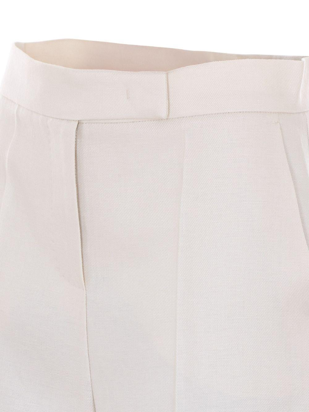 MAX MARA Bermuda Mxmkaki in lino a vita alta