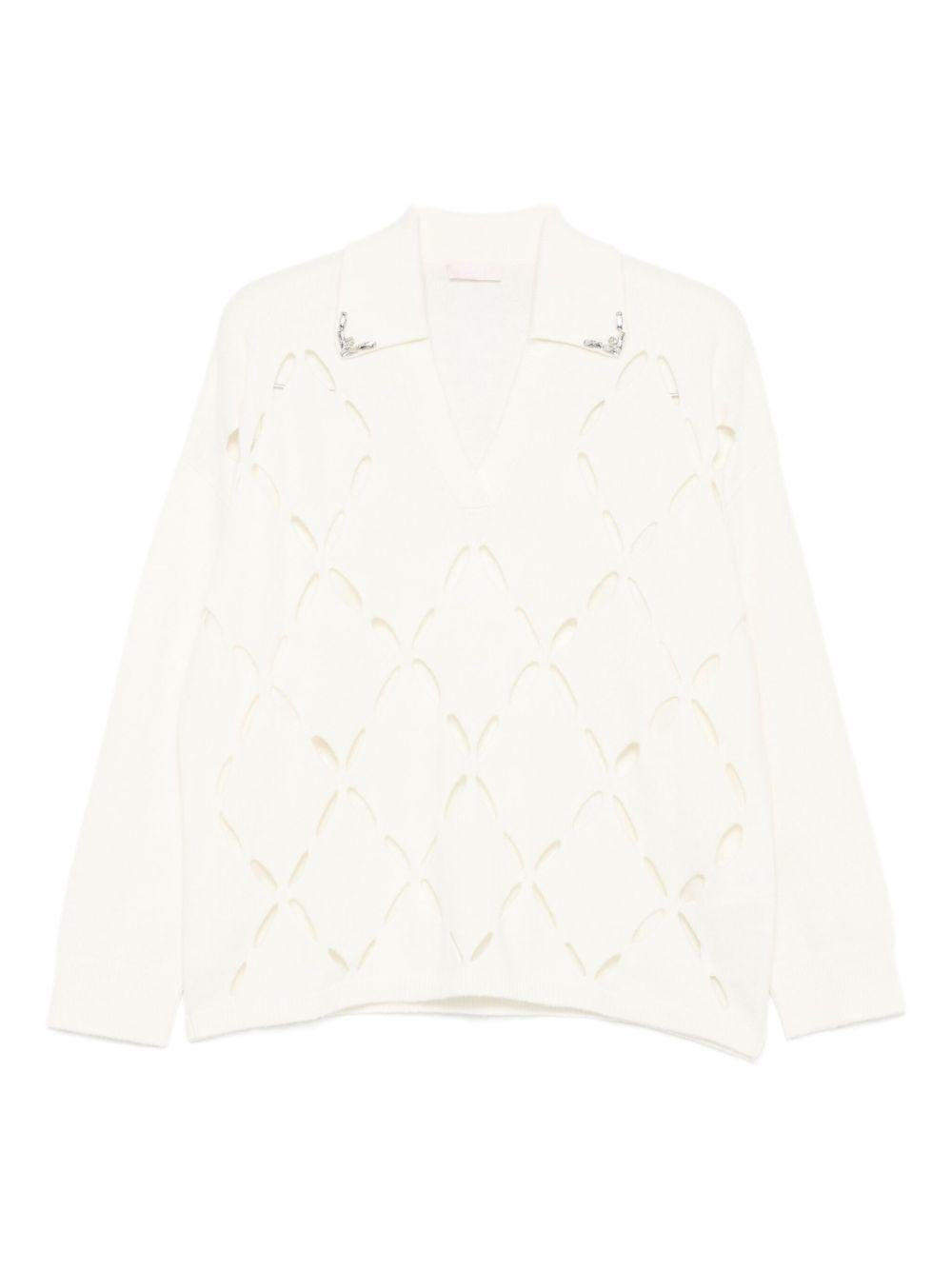 LIUJO Maglia bianca con motivo traforato