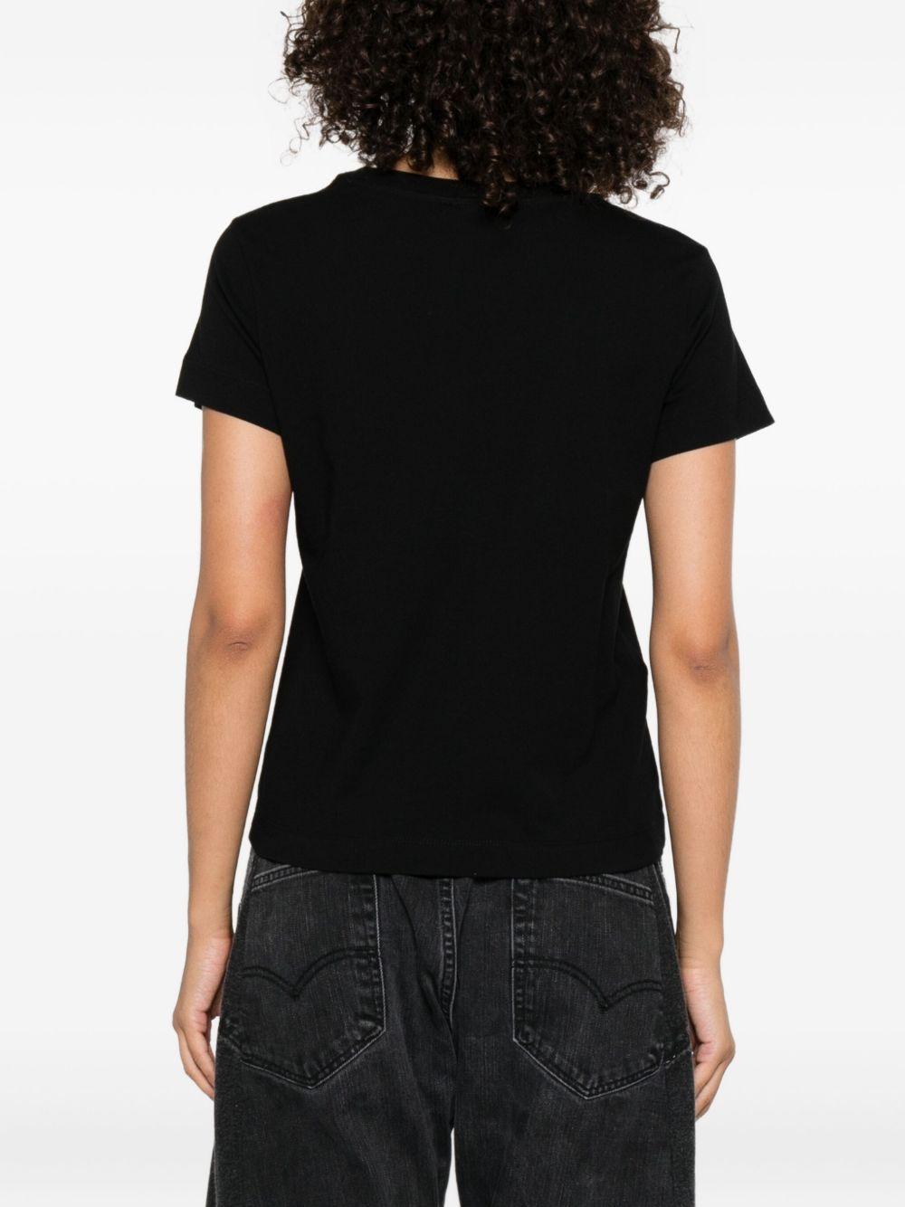 PINKO T-Shirt girocollo in cotone nero con logo<BR/>