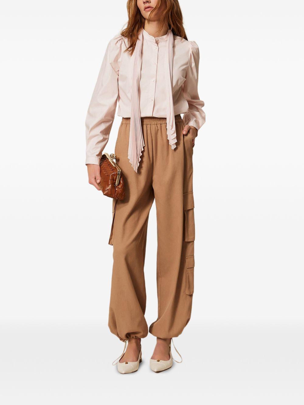 TWINSET Pantaloni cargo morbili color cammello con tasche laterali