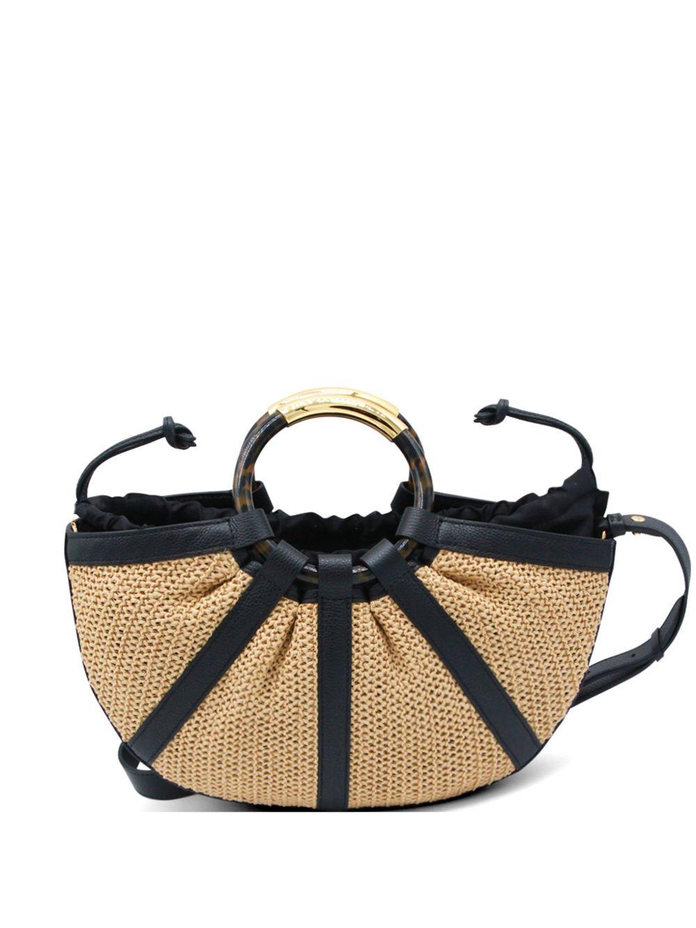 COCCINELLE Borsa a mano in pelle nera con manici circolari
