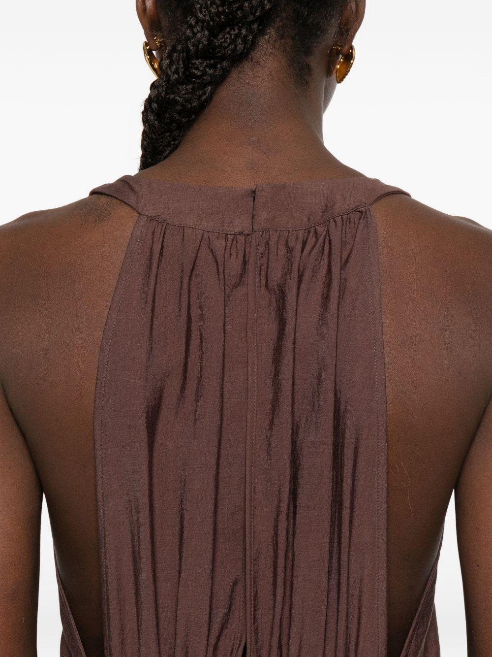 ERMANNO FIRENZE Abito lungo marrone con ricami fiori