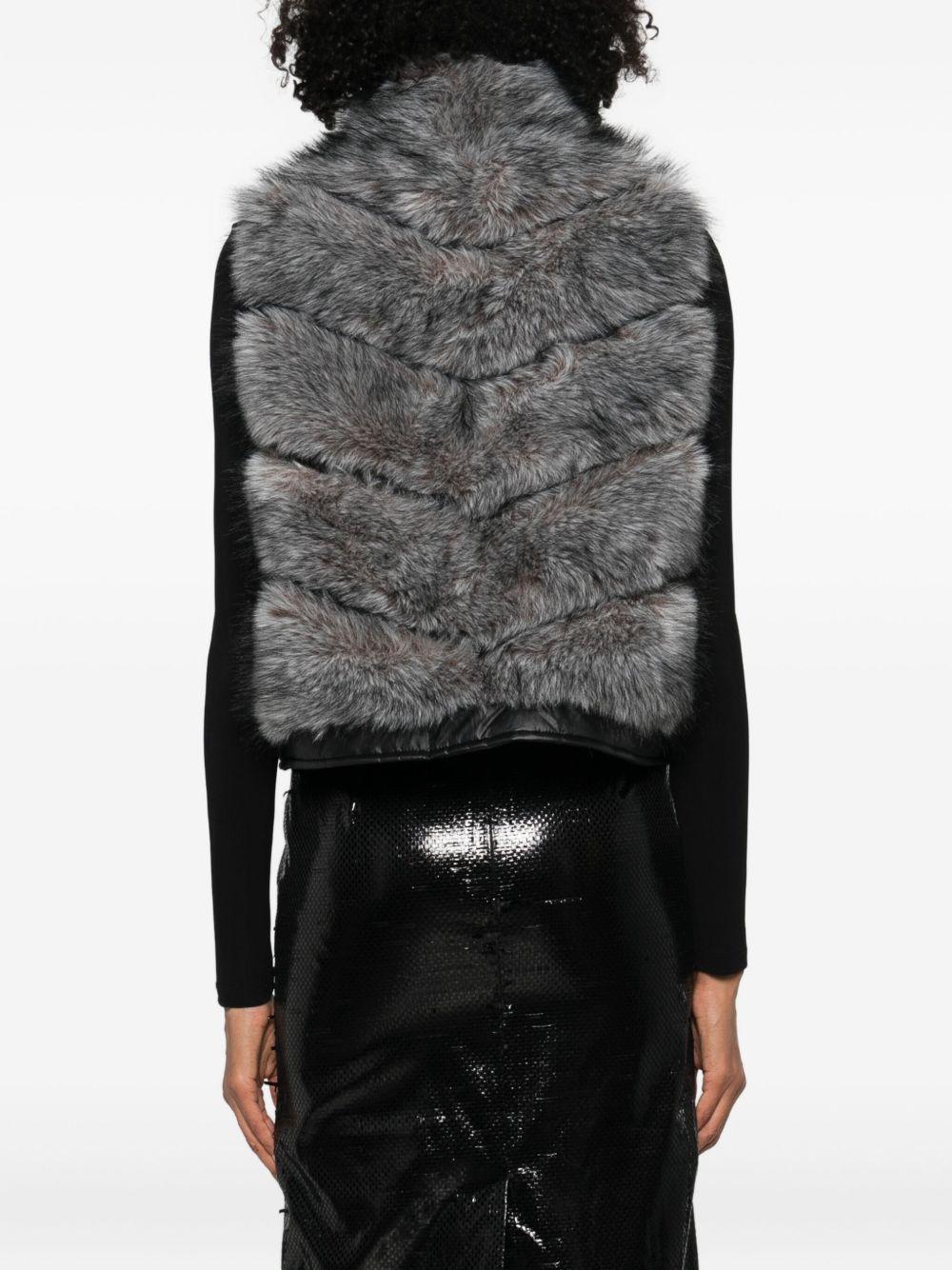 BETTA CORRADI Gilet grigio senza maniche in ecopelliccia