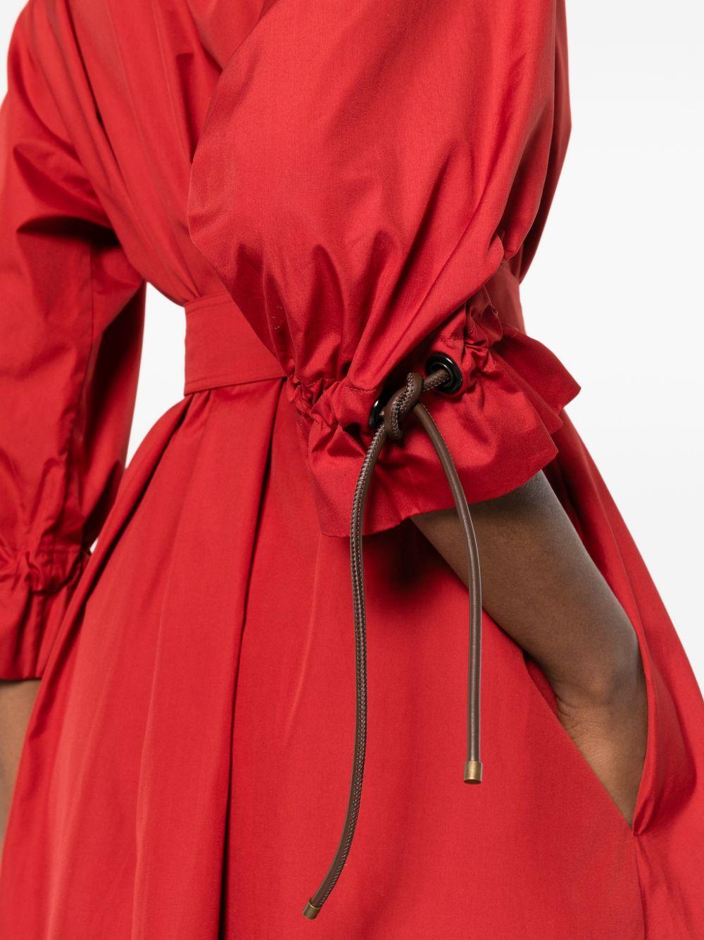 MAX MARA Abito lungo Mirto in chemiser rosso con cintura