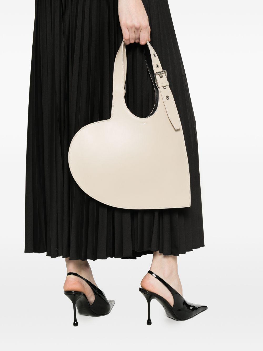 COPERNI Borsa a spalla a forma di cuore in pelle beige