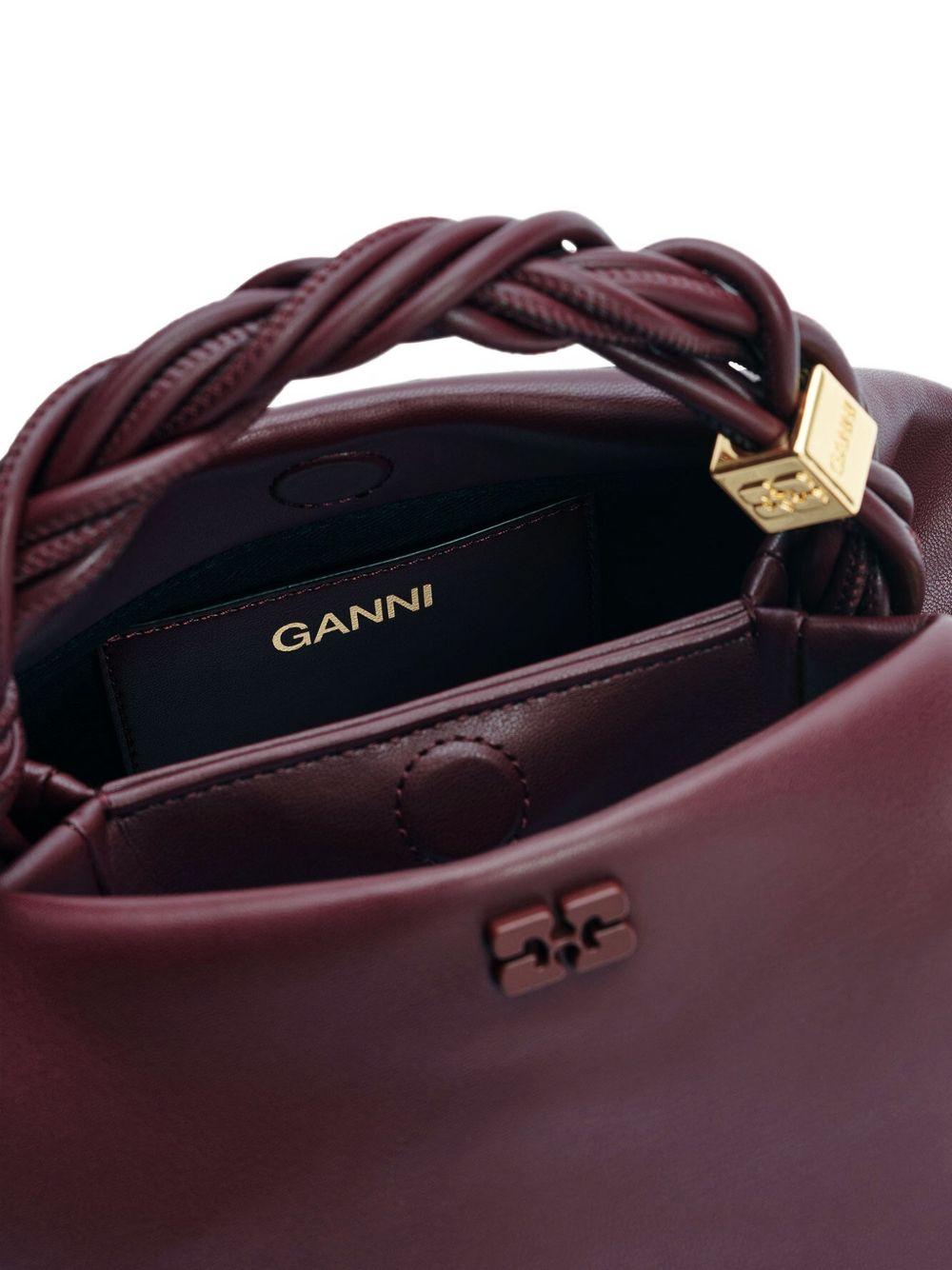 GANNI Borsa a mano Bou Bag Small in pelle burgundy