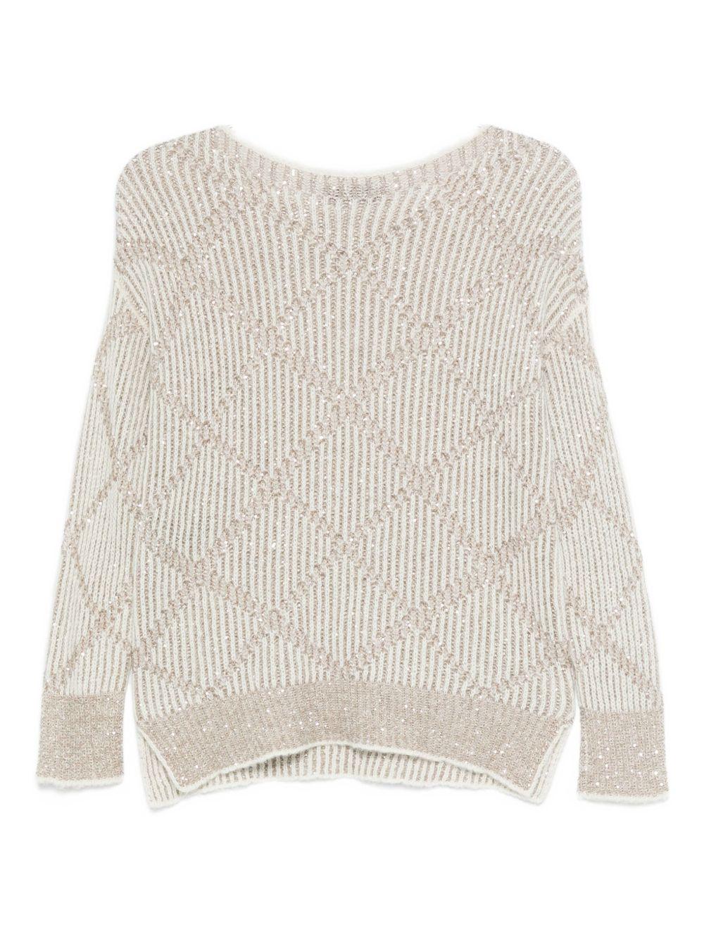 D EXTERIOR Maglia champagne a maniche lunghe con paillettes