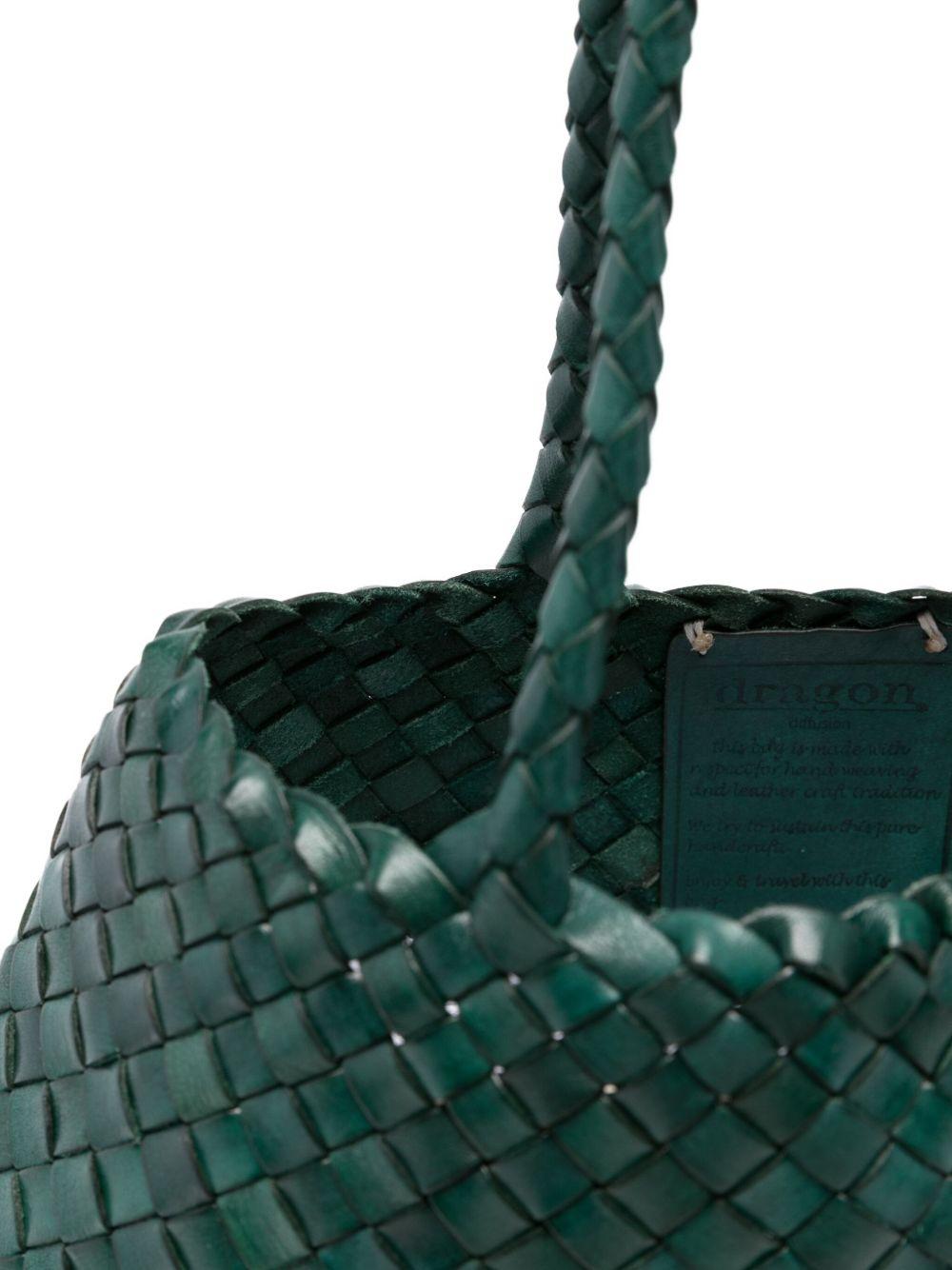 DRAGON DIFFUSION Borsa a mano 'Santa Croce' in pelle intrecciata verde