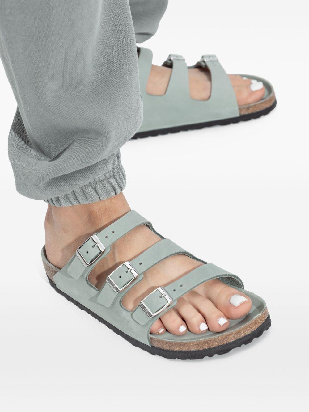 BIRKENSTOCK Ciabatta 'Florida' in pelle color cuoio verde salvia