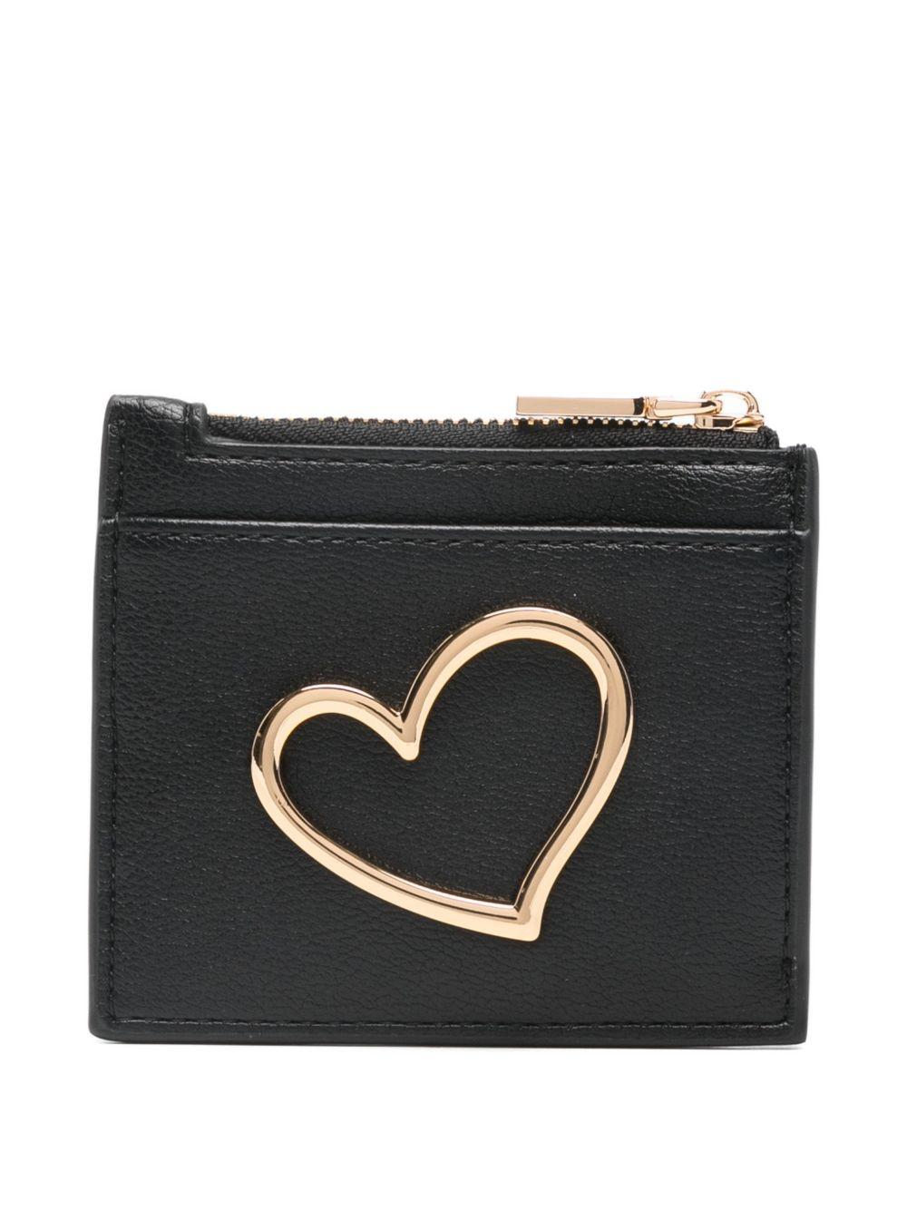 LOVE MOSCHINO Porta carte nero con tasca porta monete con logo dorato