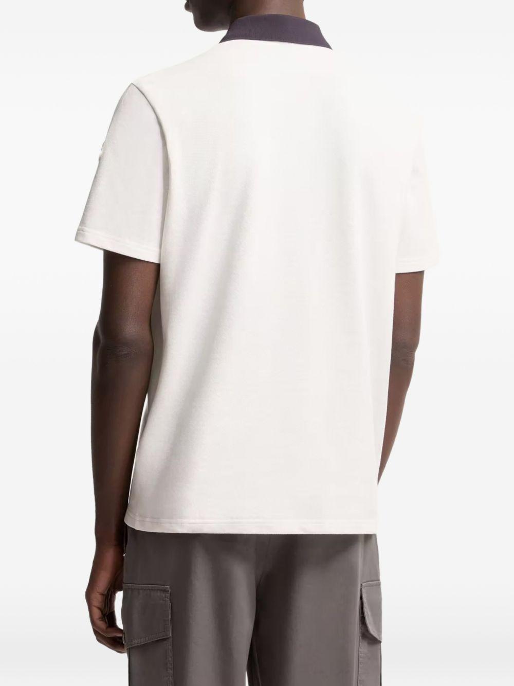 MONCLER Polo in cotone bianca con colletto a contrasto