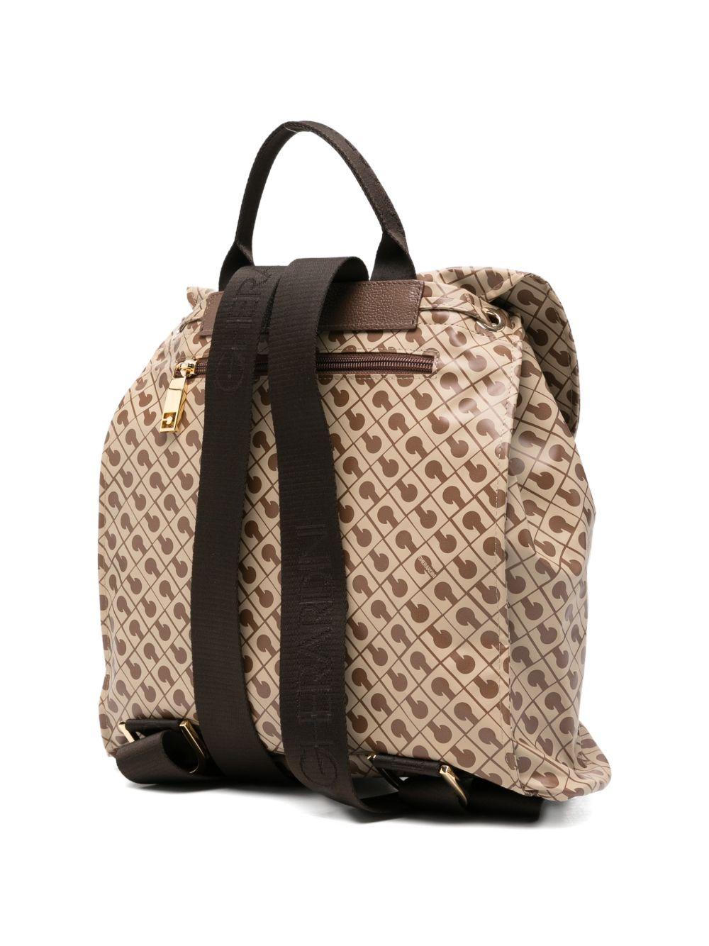 GHERARDINI Zaino Softy Tabacco con logo all-over marrone chiaro