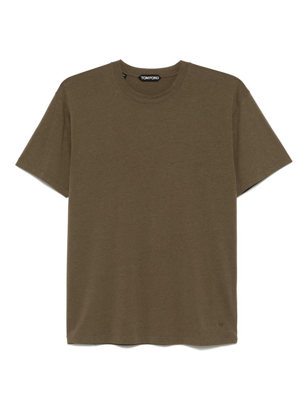 TOM FORD T-shirt in misto cotone marrone girocollo
