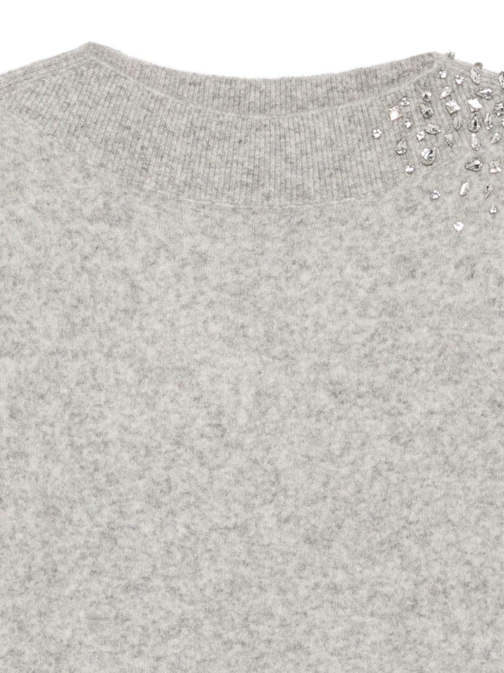 SEVENTY Maglia girocollo con strass in lana grigia