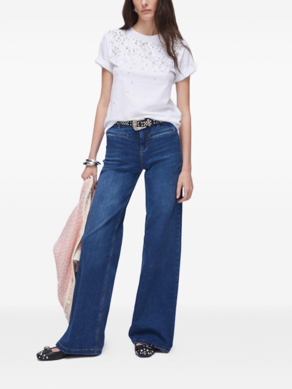 LIUJO T-shirt in cotone bianco con strass