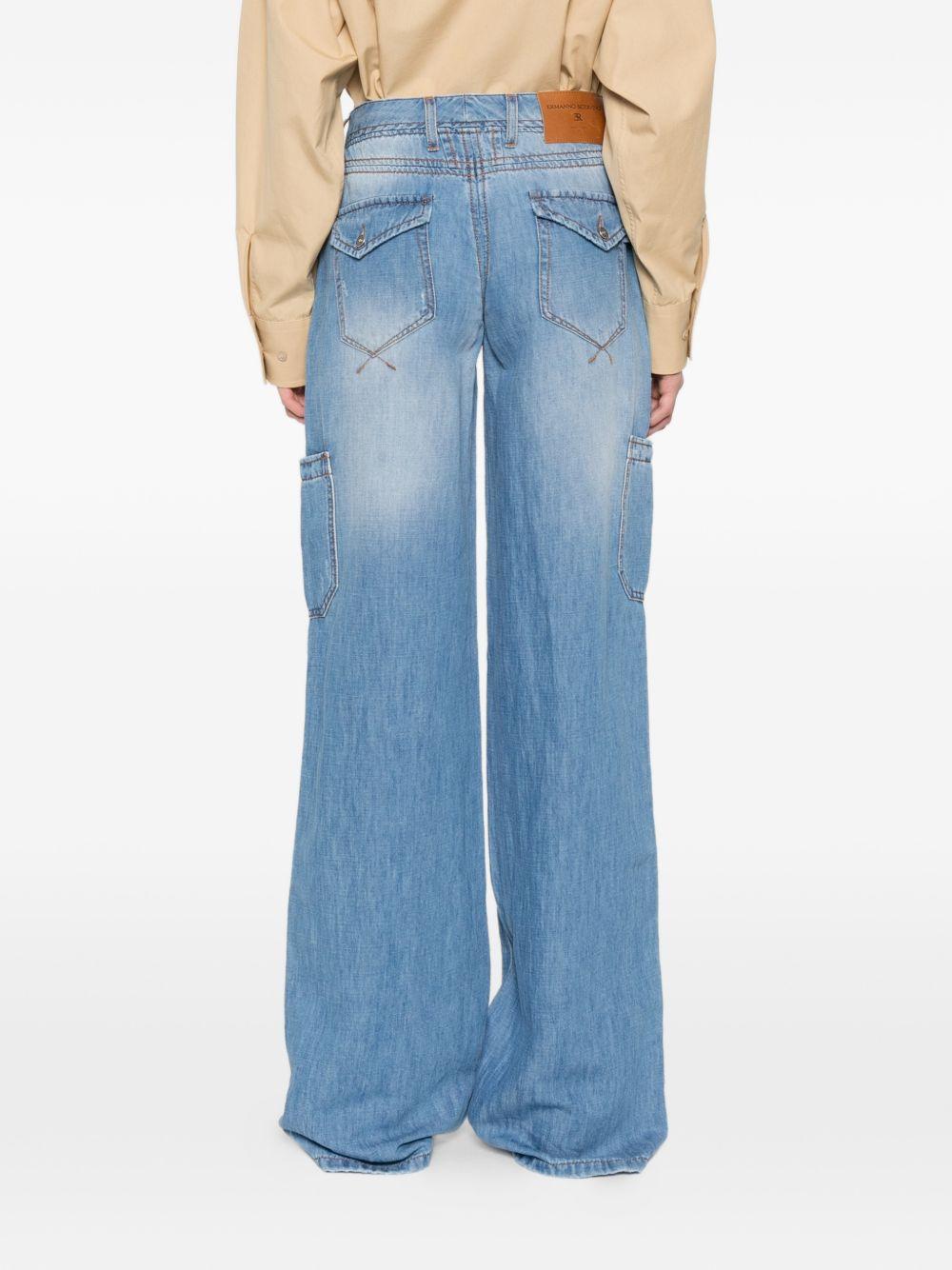 ERMANNO SCERVINO Jeans a gamba larga con tasche a toppa in denim blu