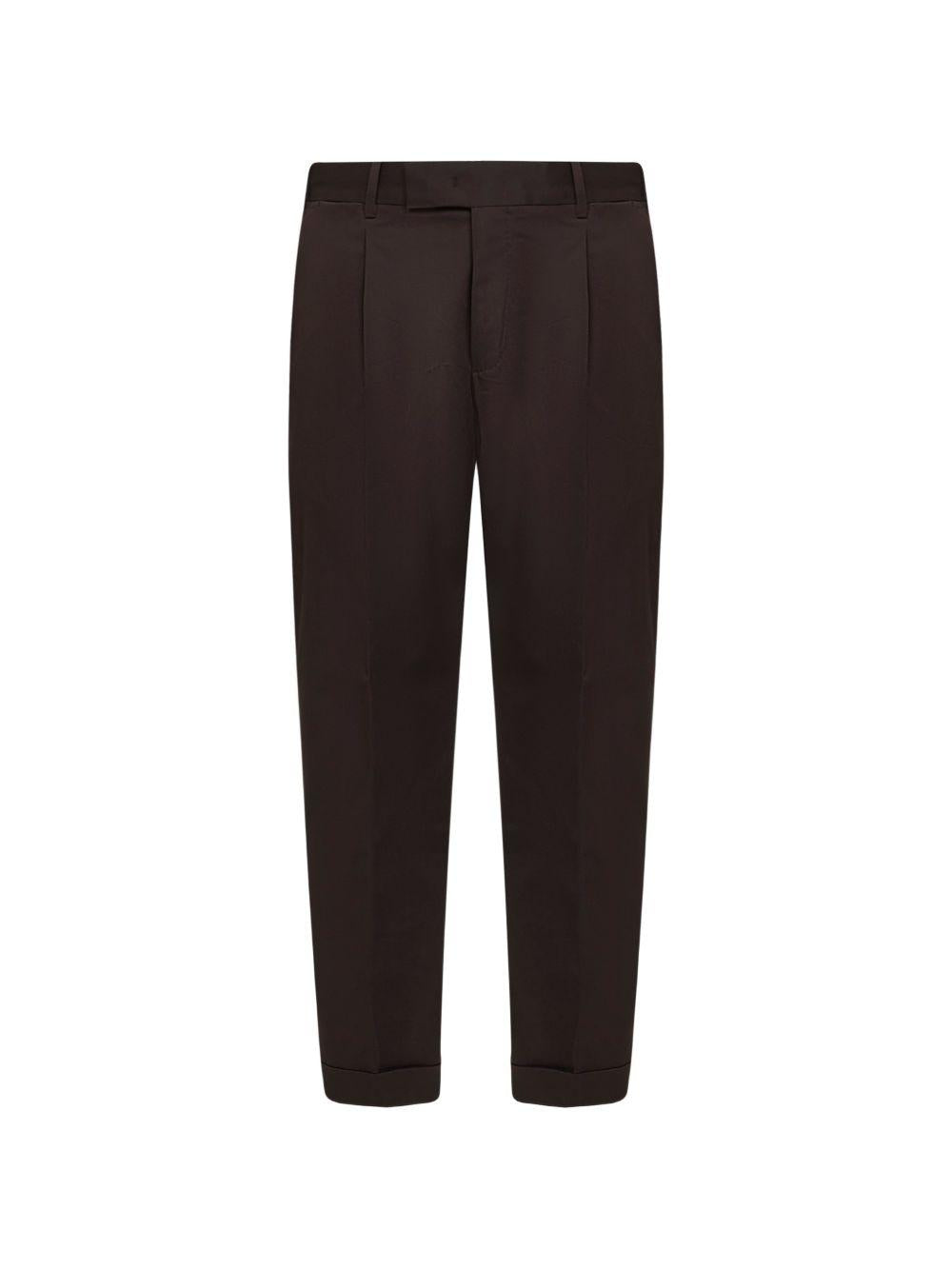 PT TORINO Pantaloni marroni in cotone elasticizzato