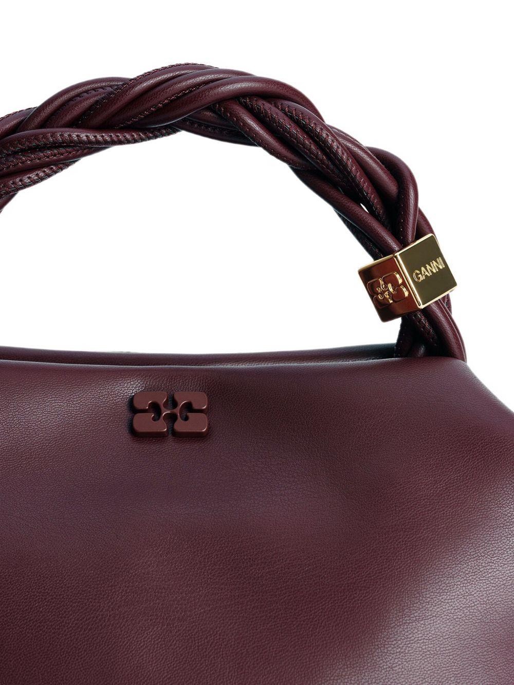 GANNI Borsa a mano Bou Bag Small in pelle burgundy