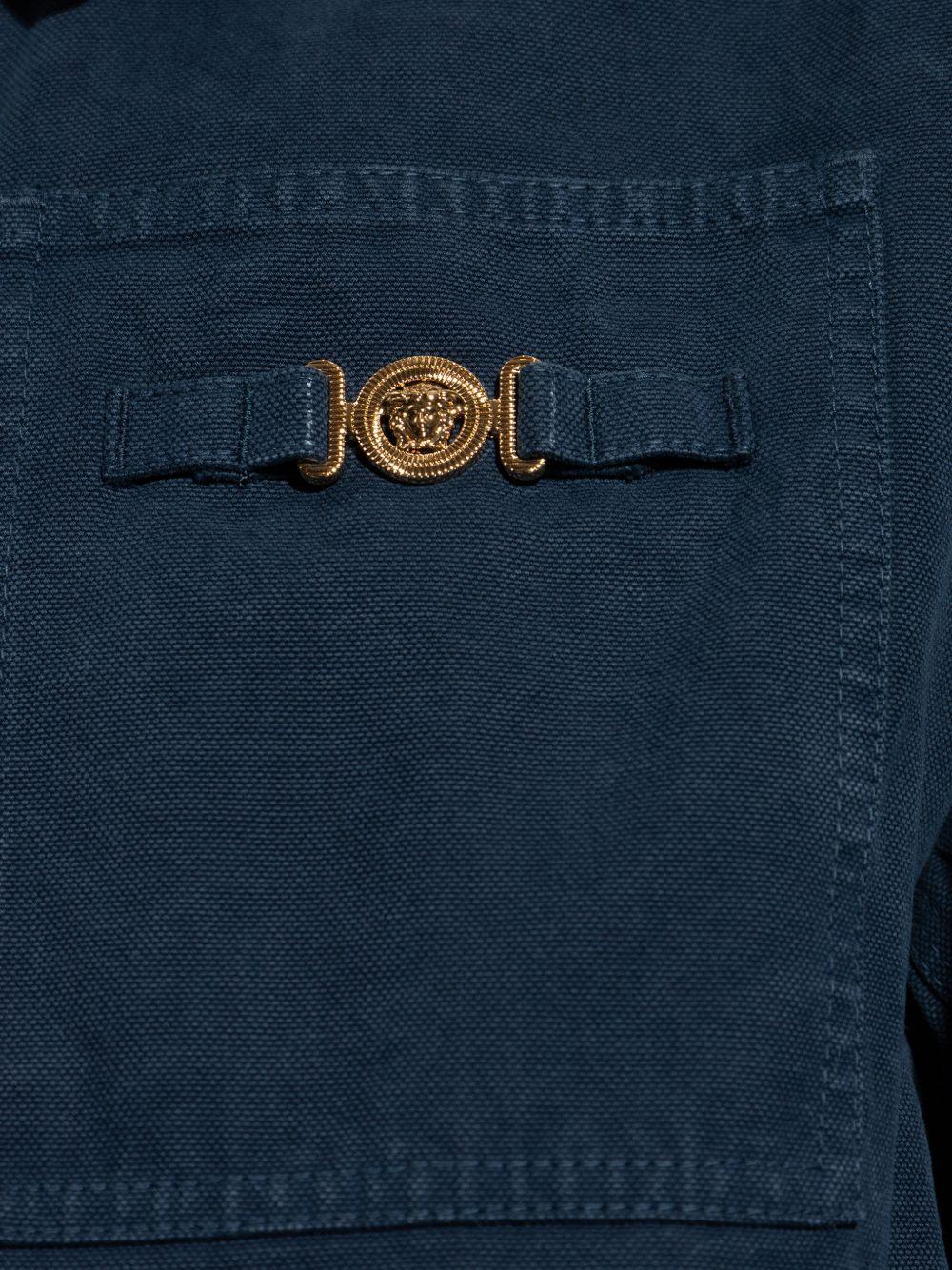 VERSACE Camicia blu con collo a punta