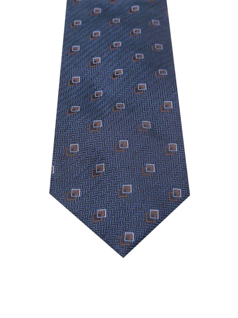 CORNELIANI Cravatta in seta blu con quadratini