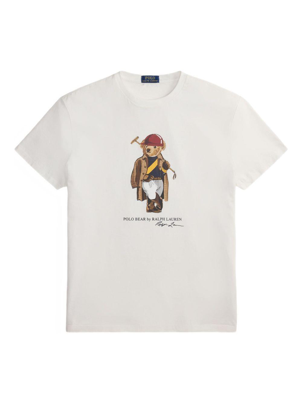 POLO RALPH LAUREN T-shirt bianca con illustrazione grafica centrale