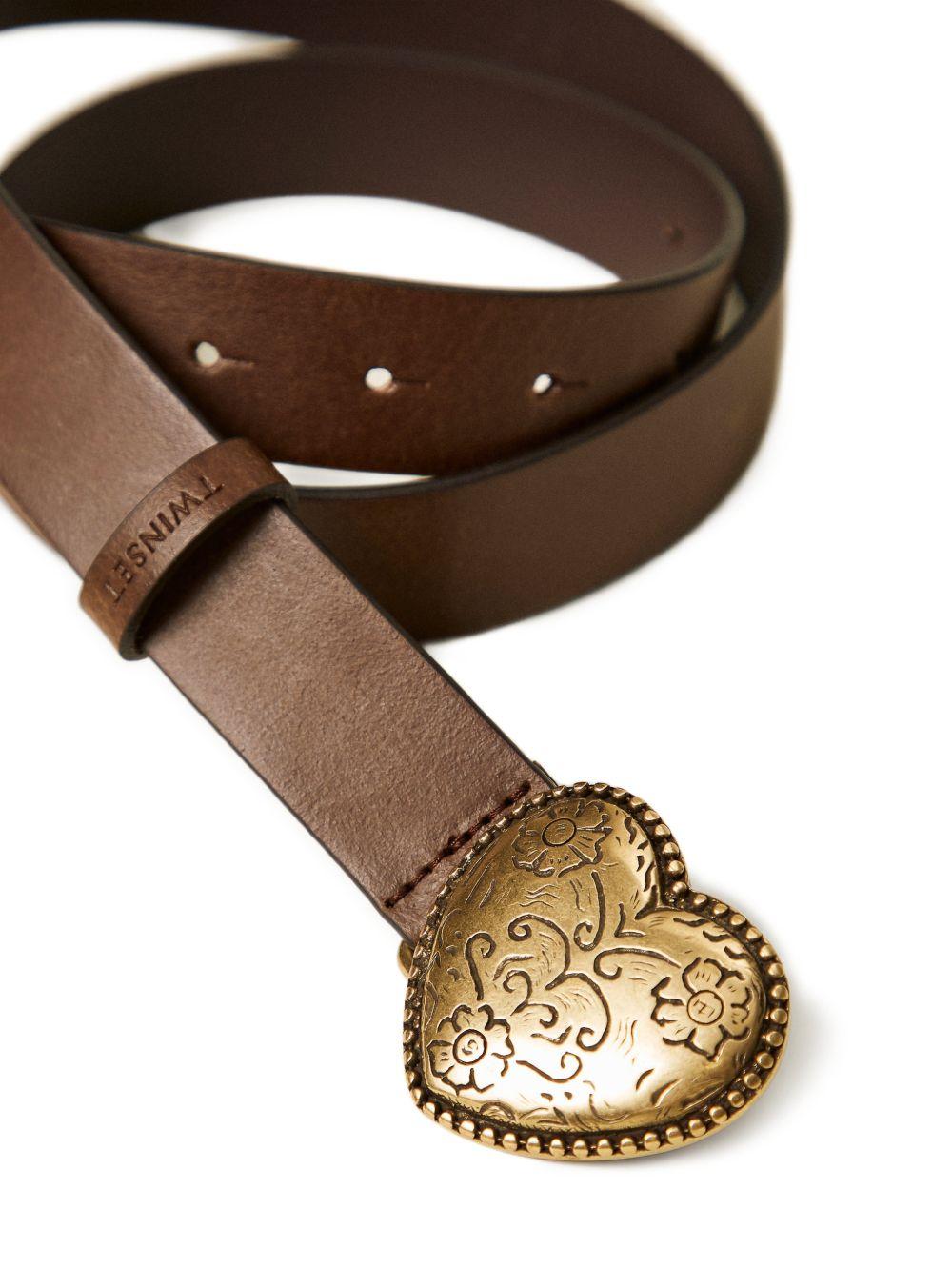 TWINSET Cintura in pelle marrone