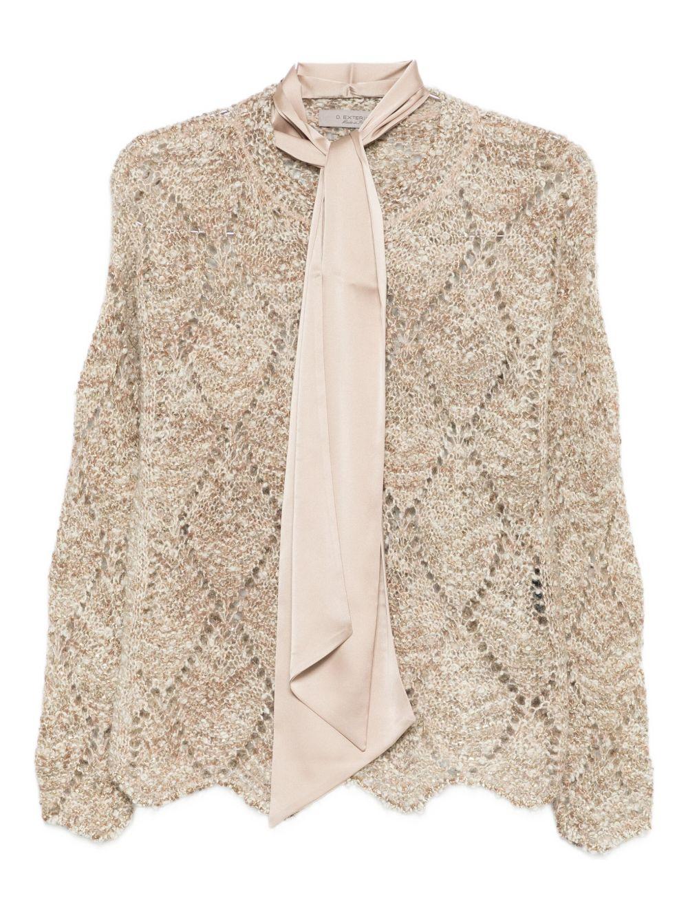 D EXTERIOR Maglia beige con dettaglio fiocco