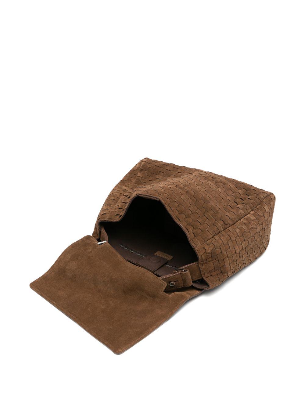 ORCIANI Borsa a spalla in suede Peach Woven Coa
